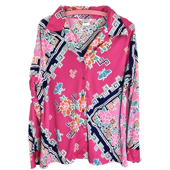 Sears Tops - Vintage 🌸 70s Pink Funky Tropical Top